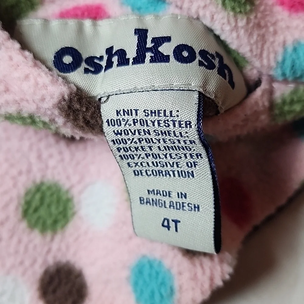 OshKosh B'gosh Brown Kids Jacket with Pink Polka Dot Lining Size 4T Reversible